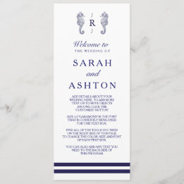 Nautical Navy Seahorse Wedding Program
