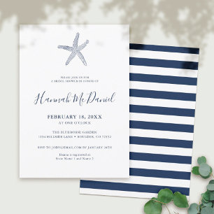 Nautical Navy Starfish Bridal Shower Invitation