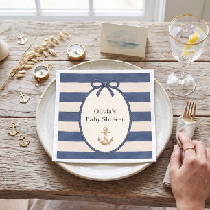 Nautical Navy Stripe Anchor Baby Shower Napkin