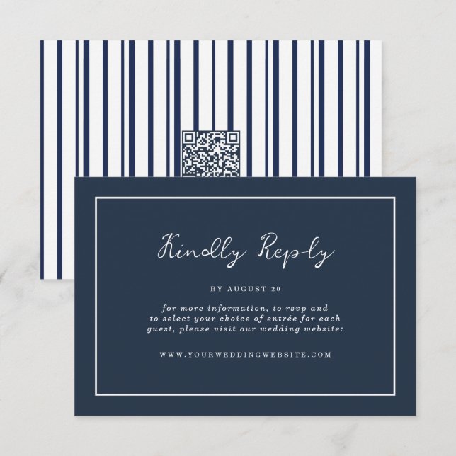 Nautical Navy Stripe Online RSVP Enclosure Card (Front/Back)