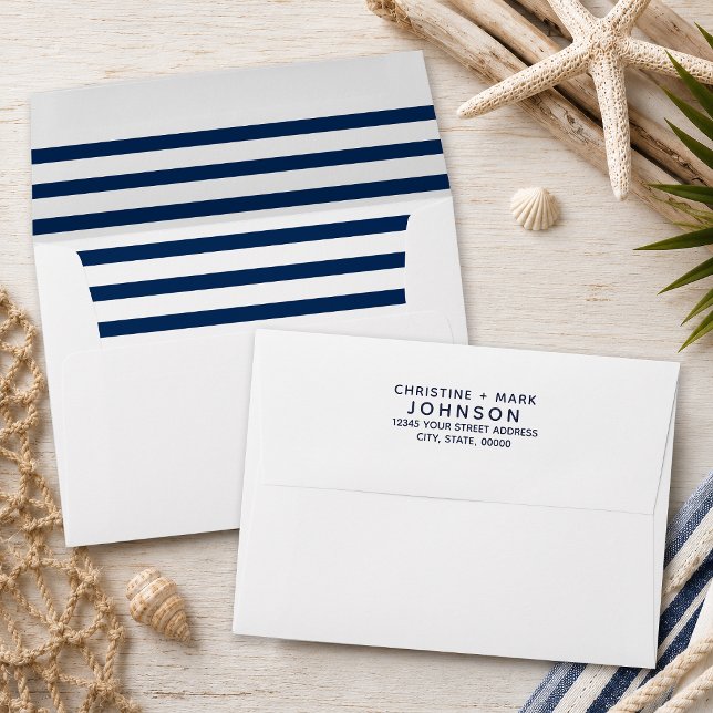 Nautical Navy Striped Address | Inside Envelope (Nautical stripe envelope inside that can coordinate with different products.
)