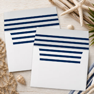 Nautical Navy Striped   Inside Envelope