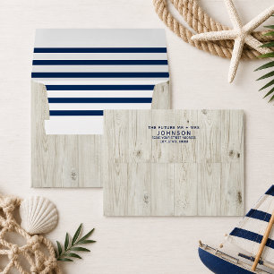Nautical Navy Striped Rustic Future Mrs. & Mr. Envelope