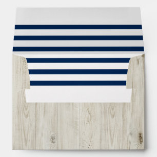 Nautical Navy Striped Rustic Future Mrs. & Mr. Envelope