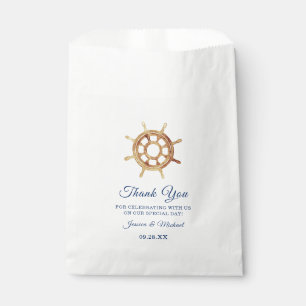 Nautical Navy Stripes Steering Wheel Wedding Favour Bag