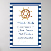 Nautical Navy Stripes Steering Wheel Welcome