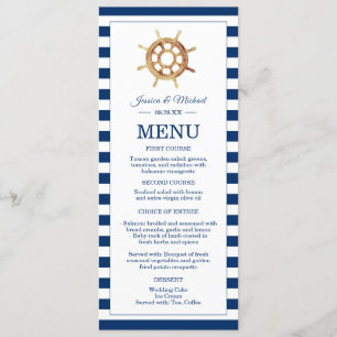Nautical Navy Stripes Watercolor Steering Wheel Menu