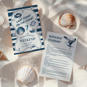 Nautical Navy Toast Coastal Bachelorette Weekend Invitation