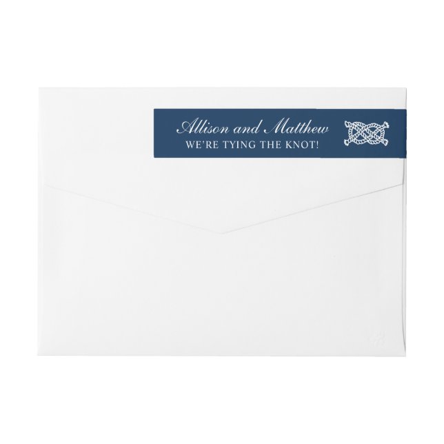 Nautical Navy Tying the Knot Wedding Address Wrap Around Label (Back)