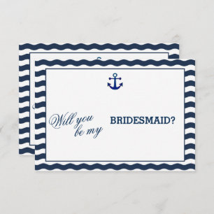Nautical Navy Waves WILL YOU BE MY BRIDESMAID Invitation