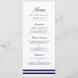 Nautical Navy Wedding Dinner Menu