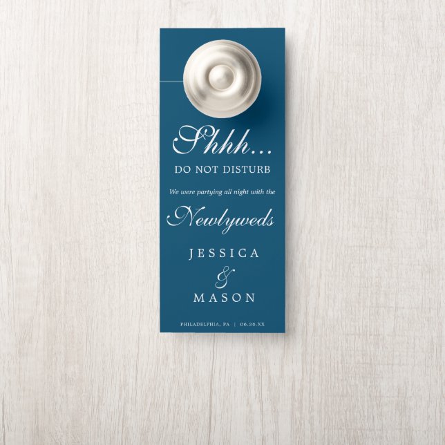 Nautical Navy Wedding Door Hanger Do Not Disturb (On Knob)