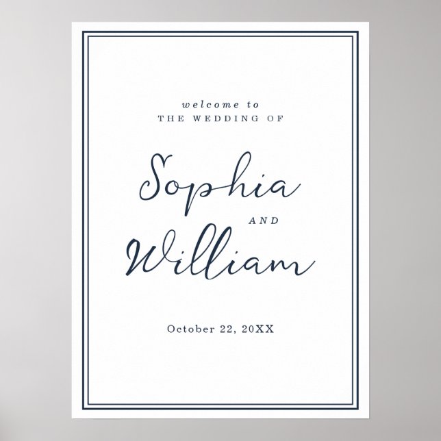 Nautical Navy Wedding Entrance Sign (Front)