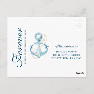 Nautical Navy Wedding RSVP Postcard