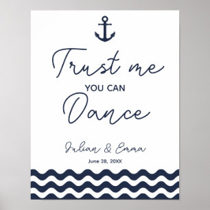 Nautical navy wedding trust me you can dance print