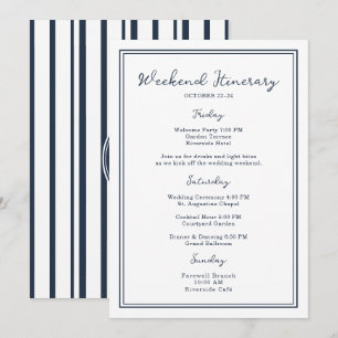 Nautical Navy Wedding Weekend Itinerary Card