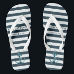 Nautical Navy & White Bachelorette Personalised Thongs<br><div class="desc">The perfect bachelorette footwear for your "Nauti" party! Our nautical anchor bridal party flip flops are the perfect way for your crew to stay comfortable and get all the attention everywhere you and your gals go! Add your custom wording to this design by using the "Edit this design template" boxes...</div>