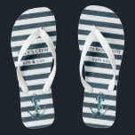 Nautical Navy & White Bachelorette Personalised Thongs<br><div class="desc">The perfect bachelorette footwear for your "Nauti" party! Our nautical anchor bridal party flip flops are the perfect way for your crew to stay comfortable and get all the attention everywhere you and your gals go! Add your custom wording to this design by using the "Edit this design template" boxes...</div>