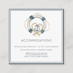 Nautical Navy & White Hotel Accommodation Cards