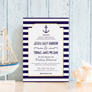 Nautical Navy & White Stripe Anchor Wedding Real