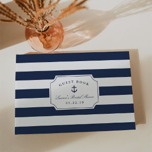 Nautical Navy & White Stripe Bridal Shower Guest Book