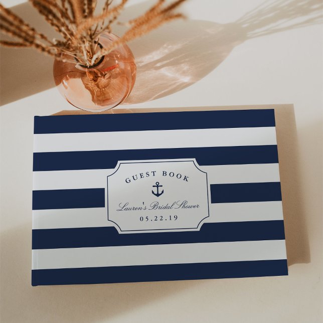Nautical Navy & White Stripe Bridal Shower Guest Book (Creator Uploaded)