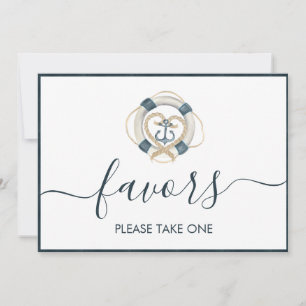 Nautical Navy & White Wedding Favour Sign