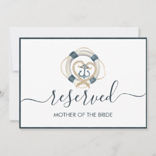Nautical Navy & White Wedding Reserved Sign