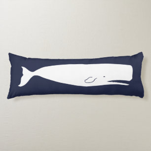 Nautical Navy White Whale & Navy Blue Body Cushion