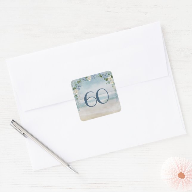 Nautical Net and Arch for 60th Anniversary Square Sticker (Envelope)