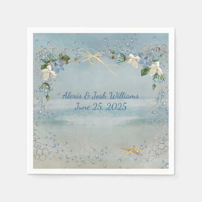 nautical net with bubble and flowers napkin (Front)