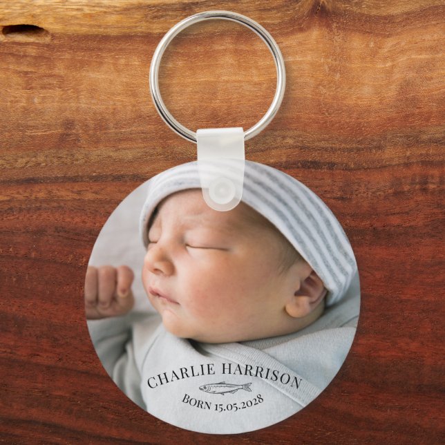 Nautical Newborn Baby  Key Ring (Front)
