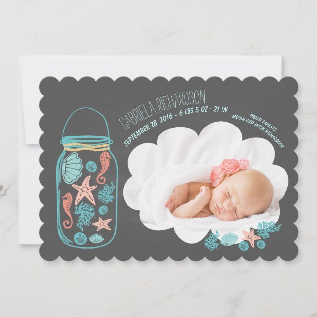 Nautical Newborn Baby Photo Birth Announcement (Front)