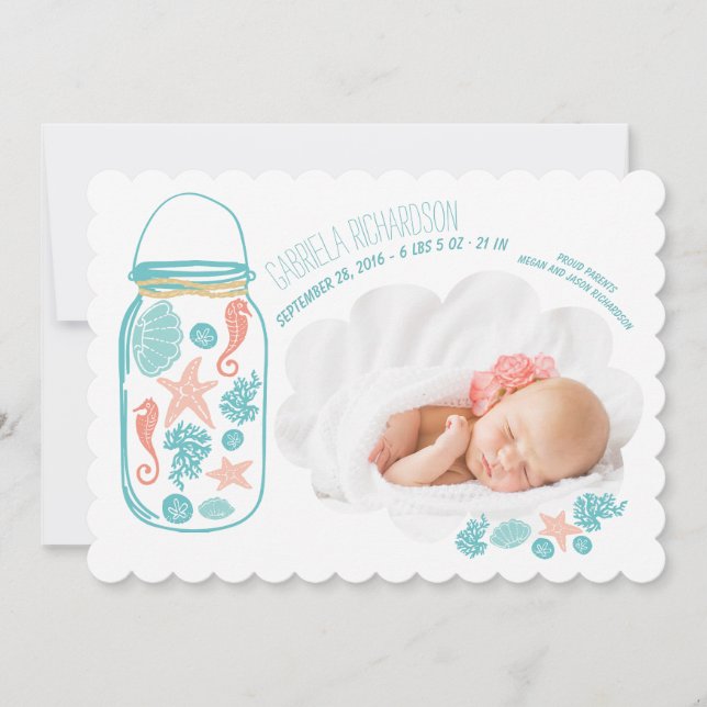 Nautical Newborn Baby Photo Birth Announcement (Front)