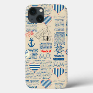Nautical Newspaper Pattern iPhone 13 Case