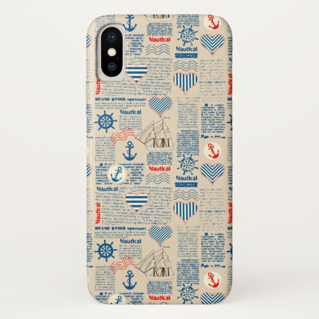 Nautical Newspaper Pattern Case-Mate iPhone Case (Back)