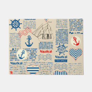 Nautical Newspaper Pattern Doormat