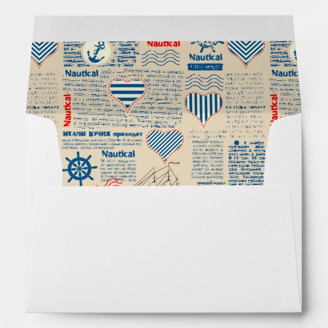Nautical Newspaper Pattern Envelope (Back (Bottom))