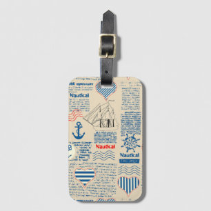 Nautical Newspaper Pattern Luggage Tag