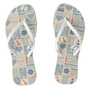 Nautical Newspaper Pattern Thongs