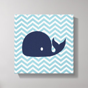 Nautical nursery whale canvas print