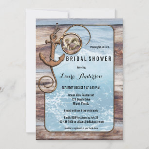 Nautical Ocean Anchor Bridal Shower Invitation