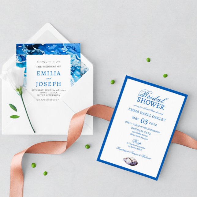 Nautical Ocean beach modern Bridal Shower Invitation (Creator Uploaded)