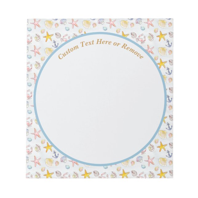 Nautical Ocean Beach Sea Starfish Sailing Seashell Notepad (Front)
