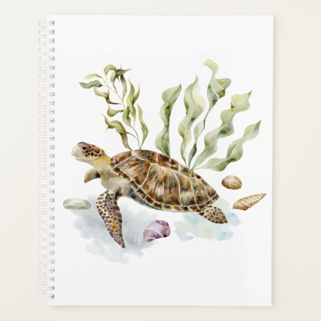 Nautical Ocean Beach Turtle Clownfish Planner (Front)
