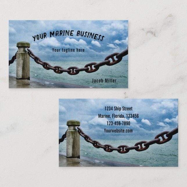 Nautical Ocean Blue Marine Business Card (Front/Back)
