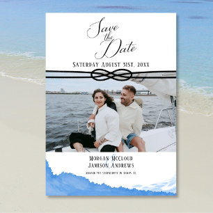 Nautical Ocean Blue Watercolor Photo Save The Date