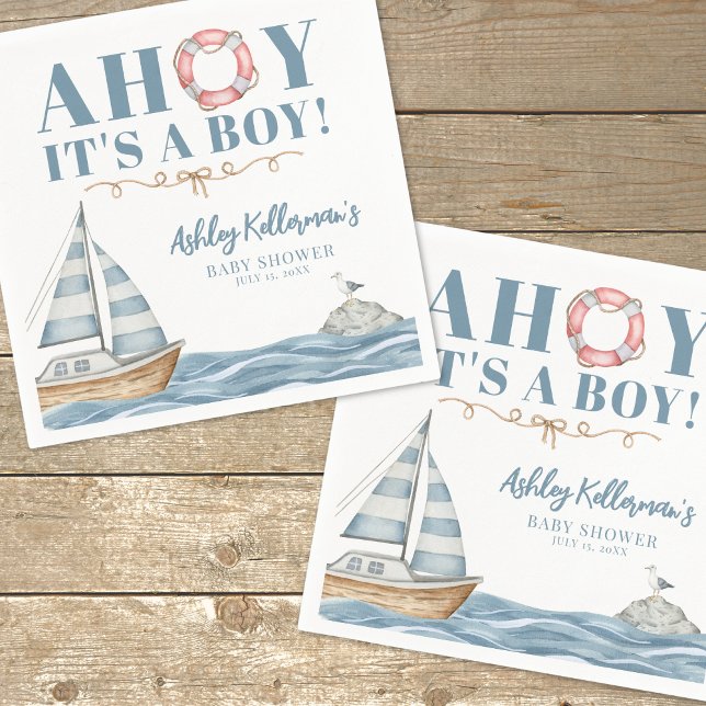 Nautical Ocean Boy Baby Shower Napkin (Nautical Ocean Boy Baby Shower Napkins)