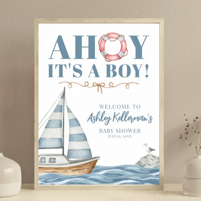 Nautical Ocean Boy Baby Shower Poster (Nautical Ocean Boy Baby Shower Poster)