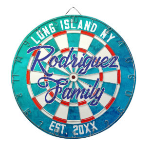 Nautical Ocean Colours - City, State & Family Name Dartboard